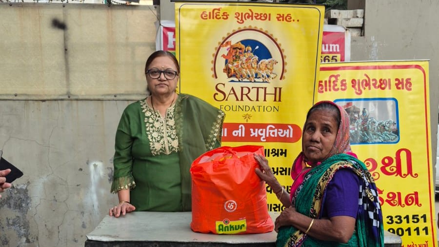 Grocery kits being distributed to widows