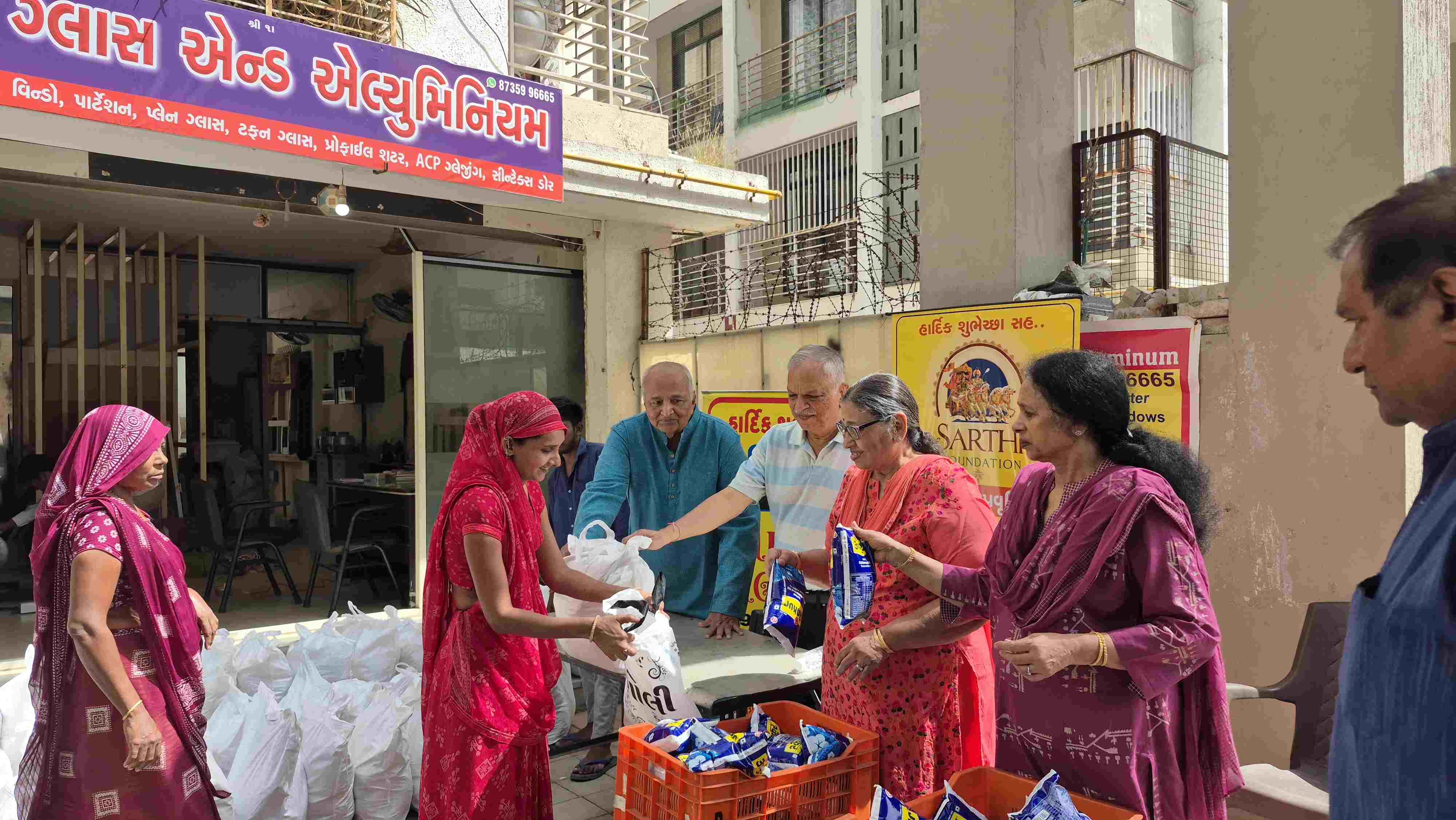 Community distribution of grocery kits to widows